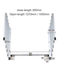 Space Saving Folding Dining Table Slide Track With Concealed Hinge And Aluminum Alloy Telescopic Rails No Mess Setup dimensions shown