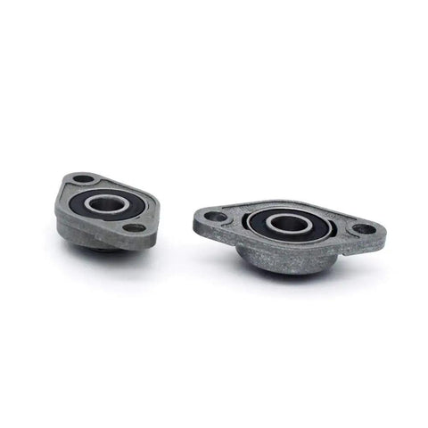 Rock Solid 300mm T8 Lead Screw Kit With Brass Nut Coupler Pillow Bearing Blocks And Hex Wrench, two bearing blocks in gray.