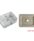 USZWBY Bathroom Vessel Sink Bathroom Vessel Sink, Geometry Artistic White Ceramic Sink Bowl, top view with dimensions.