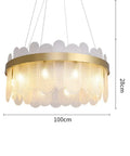Sleek Gold Glass Pendant Light Adjustable Led Hanging Fixture With Cyan Crystal For Living Room Prime Pick Home Glow Up Solid Setup And Chic Everyday Vibes, 100cm diameter with textured glass shade.