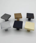 Champagne Bronze Cabinet Knobs Set 10 Pack For Kitchen Cabinets And Drawers, assorted brushed square knobs display.