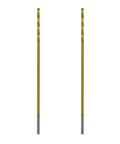 Cobalt aircraft extension drill bits, 1/8 in x 6 in, gold-coated, 2-pack
