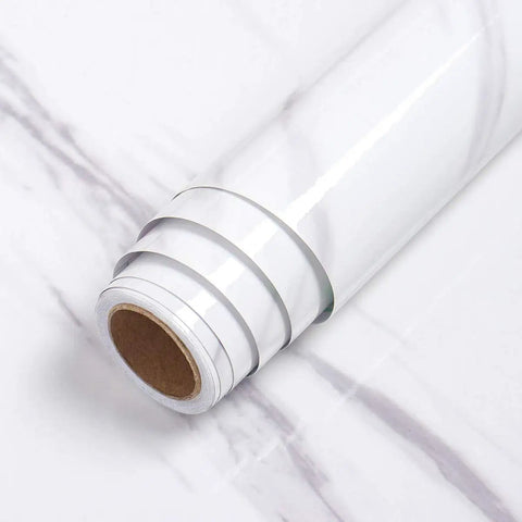Marble Look Countertop Contact Paper Peel And Stick Vinyl Roll 36 Inch Wide Waterproof Wallpaper rolled on surface