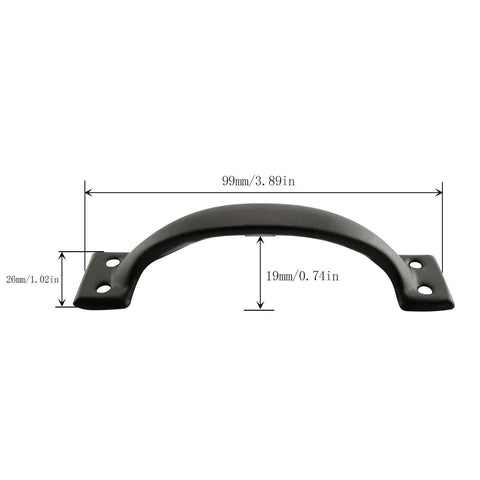 10 Pack 99mm Black Iron Door Handle Pulls With Screws For Doors And Drawers Vintage Surface Mount Hardware dimensions view