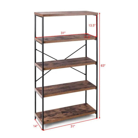 Low Key Very Sturdy Open Bookcase Flex Your Apartment Vibe Easy Peasy To Build Room Storage Organizer Display Rack X Back Wall Shelf For Living And Bedroom Spaces 31 By 14 By 63 Inches with four open shelves and X-back support.