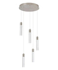 Five-Light Crystal Bubble Pendant Lights For Kitchen Island In Brushed Nickel, Integrated 40W LED, 6000K Daylight