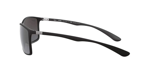 Side view of Liteforce Square Sunglasses For Men With Polarized Mirrored Gradient Silver Lenses, Matte Black Finish, 62mm Frame.