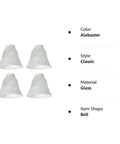 4 Pack Bell Shaped Alabaster Glass Ceiling Fan Light Covers Replacement Globes For Transitional Style Fans