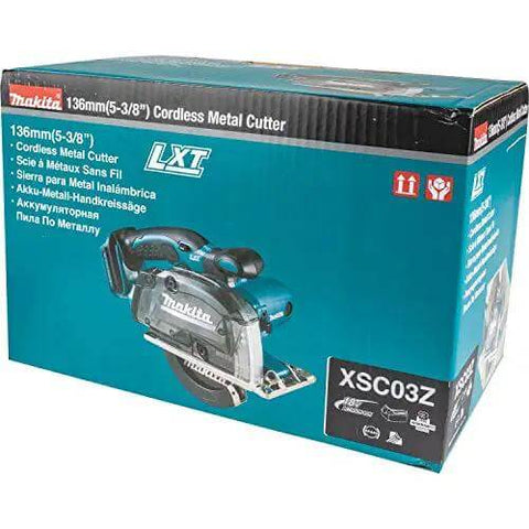 Box of 18V LXT Cordless Metal Cutting Saw Bare Tool with 5 3 8 Inch Cut Capacity, shown in packaging