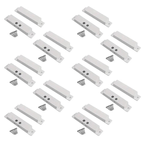 10 Sets Pack Of Wired Surface Mounted Alarm Magnetic Contacts For Doors And Windows With Double Sided Tape Reed Switch Sensors, NC