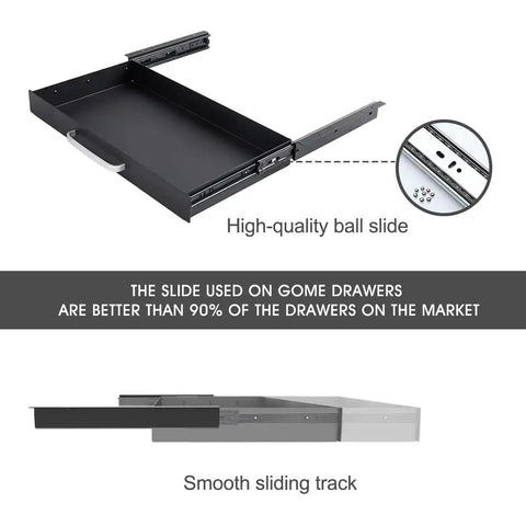 Smooth Operator Under Desk Slide Out Drawer With Split Adjustable Dividers For Pencil And Desk Gear Built For Sit Stand Tables showcasing high-quality ball slide.