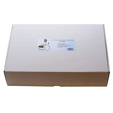 Box containing Flexible Shaft Kit With Reversible 1/6HP Motor Up To 18,000 RPM 110V Foot Pedal Control Includes Handpiece, Chuck, Shaft