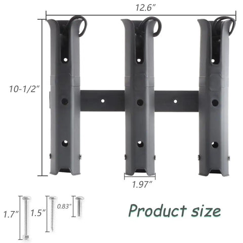 Diagram of Three Tube Adjustable Fishing Rod Holder For Boats And Kayaks With Removable Pole Inserter And Self Adhesive Mount