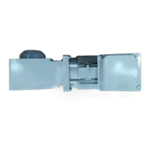 Pro Level Heavy Duty Gear Reducer For Industrial Motors With Effortless Speed Control And Bulletproof Torque Transmission, top view of grey unit.