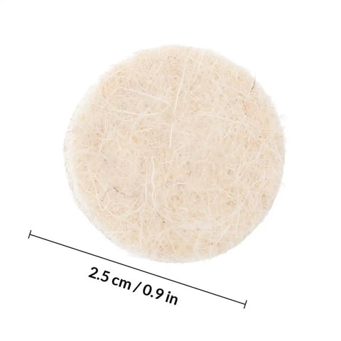 Close-up of a single white wool buffing wheel from 120 Pcs Wool Polishing Wheels Set With Arbor Shaft For Rotary Tools Buffing Pads Kit.