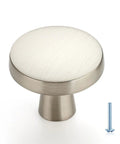 Slick Brushed Nickel Cabinet Knobs Rock Solid Zinc Pulls Single Hole Mount Quick Swap For Kitchen Drawers Fresh Home Hardware Upgrade Smooth Grip 10 Pack close-up view with screw, 32mm diameter, smooth brushed finish.