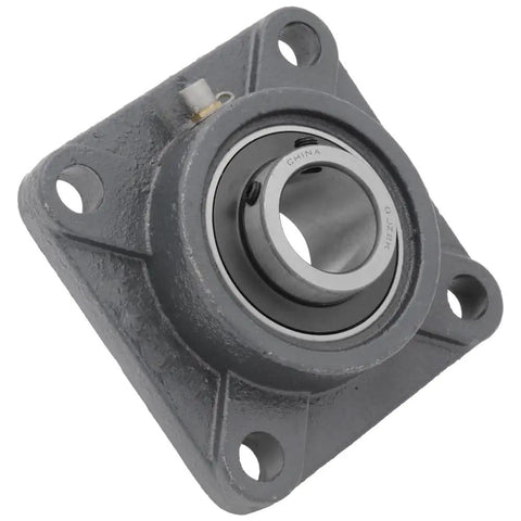 2 Pack Heavy Duty 4-Bolt Flange Bearing With Cast Iron Housing And Ball Bearing Insert, One And A Quarter Inch Bore, Set Screw Lock