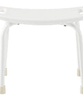 Bath Safety Tub And Shower Seat With 16 Inch Height In White Non Slip Poly Seat With Drainage Slots Integrated Handles Rustproof Aluminum Legs