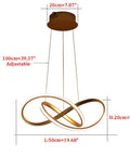 Dimmable Pendant Light With Remote Dope Modern Gold Chandelier LED Lamp 3 Color Temperatures 3000K 4500K 6000K 50cm Ceiling Fixture