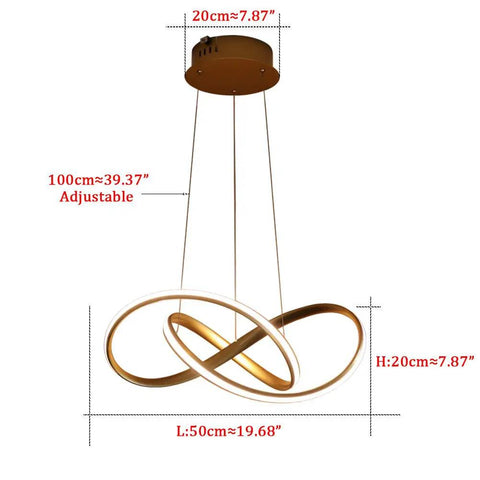 Dimmable Pendant Light With Remote Dope Modern Gold Chandelier LED Lamp 3 Color Temperatures 3000K 4500K 6000K 50cm Ceiling Fixture