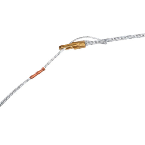 Heavy Duty Manual Wire Puller 65 Foot Flexible Polyester Cord with a smooth spring roller head and metal hook end for easy cable snaking.