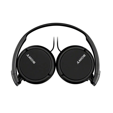 Go Anywhere Plug And Play Wired On Ear Headphones With Snug Foam Tips And Sturdy Swivel Cups Built For Long Commutes And Chill Vibes In Classic Black, top view.