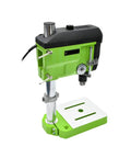 Hot Power 680W Mini Workbench Drill Press Machine For Wood Metal And Plastic, compact design with green color base and white platform.