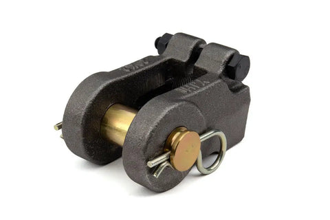 Heavy Duty Tie Rod Clevis Replacement Kit With Pins Clips And Nut One And A Quarter Inch Thread For Hydraulic And Mechanical Applications Durable Steel Construction Ready To Install, black steel clevis