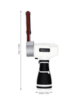 NoSweat 12V Cordless Detail Belt Sander, Brushless Motor, Adjustable Flex Head, profile view showing sanding belt.