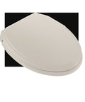 Soft Close Elongated Toilet Seat In Bone With Ergonomic Comfort Durable High Gloss Polypropylene Easy Mounting Hardware Resistant To Chemicals Five And A Half Inch Bolt Spread Clean Look And Quiet Close