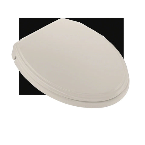 Soft Close Elongated Toilet Seat In Bone With Ergonomic Comfort Durable High Gloss Polypropylene Easy Mounting Hardware Resistant To Chemicals Five And A Half Inch Bolt Spread Clean Look And Quiet Close