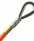 Heavy Duty High Visibility Steel Core Flip Line Kit For Tree Climbing Five Eighths Inch By Twelve Feet USA Made close-up loop end