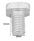 Aluminum Greenhouse Hardware Kit Nuts And Bolts Set M6x12mm Replacement Bolt Assortment Durable Screws And Fasteners For Repair Work Must Have Diy Garden Projects And Garden Shed Framing Weather Resistant close-up M6x12mm aluminum bolt with 12mm length and 6mm width