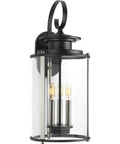 Three Light Outdoor Large Wall Lantern From Squire Collection With Clear Glass And Matte Black Finish Traditional Exterior Wall Light