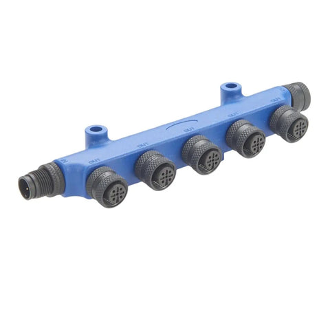 NMEA2000 5 Port Tee Connector Backbone Tee Splitter M12 5 Pin Male To Female Micro Change Rugged Junction Box waterproof blue plastic