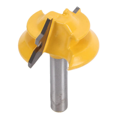 Top Tier 45 Degree Lock Miter Router Bit Made From Premium Yellow Alloy Steel for crafting wood joints, smooth cuts.
