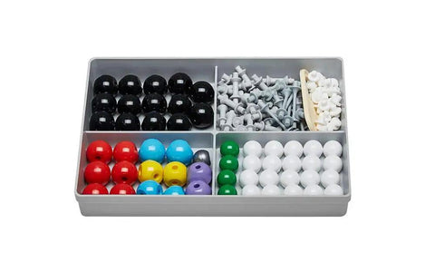 Hands-On Organic Chemistry Molecular Model Kit For Students with color-coded atom parts in storage box.
