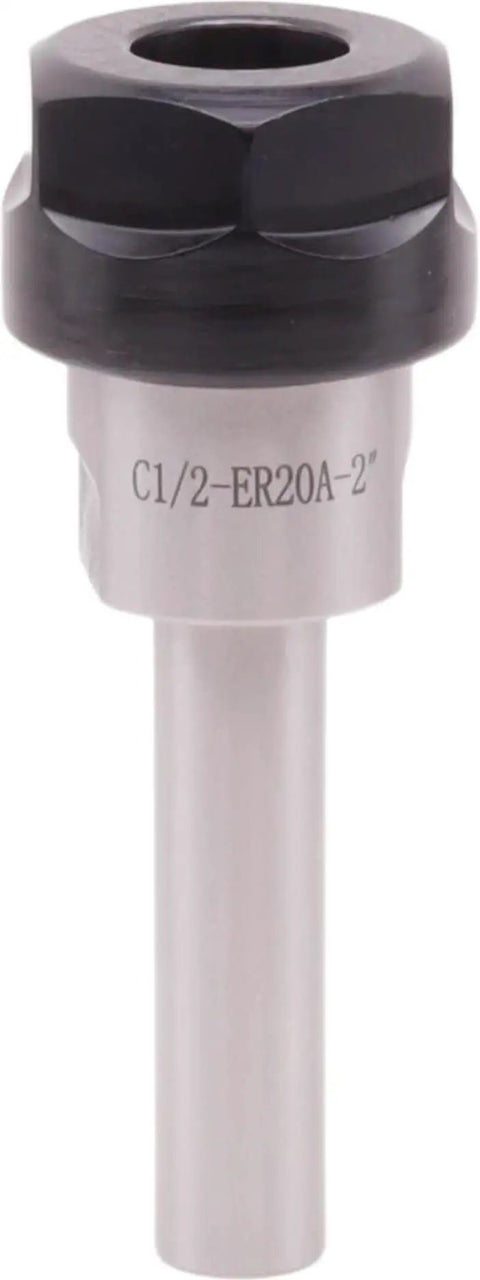 Set of 4 ER-20 Straight Shank Collet Chuck Extensions, half inch shank diameter, close-up view, for CNC milling.