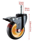 Built Like A Tank Heavy Duty Swivel Casters With Wheel Brake Three Quarter Inch Industrial Rubber Wheels No Sweat Push In Install Black And Yellow For Shop Gear
