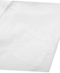 Close-up of a Men's White Lab Coat, Long Sleeve Professional Medical Coat for Doctors, with front pocket detail.