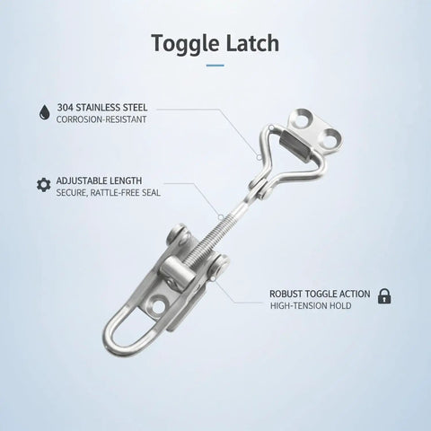 Heavy Duty 304 Stainless Steel Adjustable Toggle Latch for Marine Deck Boxes and Industrial Enclosures Durable Draw Catch