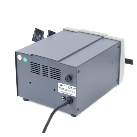 Rear view of the Powerful 1000W Soldering Hot Air Rework Station with Digital Display and Adjustable Airflow.
