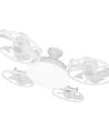 MENGLANSI Flush Mount Fan Light in white with four fan blades and round light fixture, designed for compact spaces.