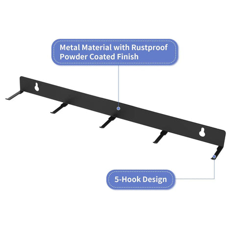 Two Pack Detailing Brush Hanger Wall Mount Organizer for Car Detailing with Five Hooks, Rustproof Metal Rack, 15.75 Inch Long