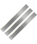 Pro Grade 12 Inch Planer Blades And Thicknesser Knives 3 Pack Reversible Hss Steel woodworking blades, precision ground, shiny surface.