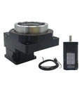 Hella Precise CNC Hollow Rotary Table With Nema17 Stepper Motor And 40Mm Servo Reducer, black rotary base with NEMA 17 motor for inspection.