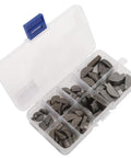 80 Piece Pro Grade Woodruff Key Set In Stainless Steel With Storage Box, showing half moon and semicircular keys in compartments