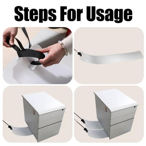 Image showing steps to use Heavy Duty Appliance Moving Sliders for Furniture, 660 Pound Capacity, including pull strap setup.