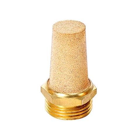 3 Pack Pneumatic Brass Exhaust Muffler Filter Quarter Inch Male Thread Hex Sintered Silencer For Air Lines, brass construction
