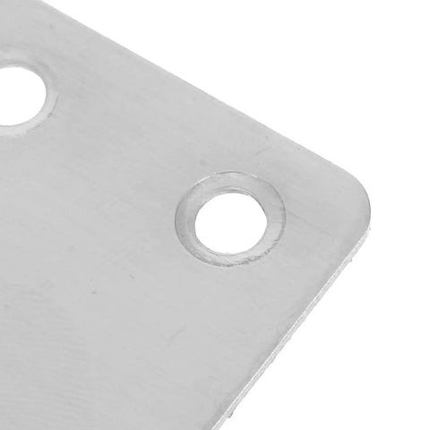 Close-up of Stainless Steel Shelf Brackets 48 Pack With Four Holes Flat Plate Straight Corner Shelf Supports 1.1mm Thick